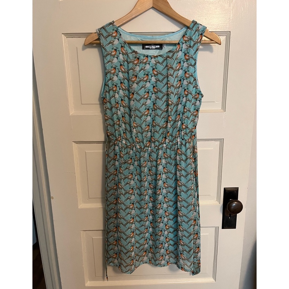 Paper Plane Turquoise Dress with Birds